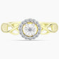 Inel din Argint 925 Placat cu Aur ( 2.2 grame ) cu Diamant Alb și Topaz Alb 0.14 Carate