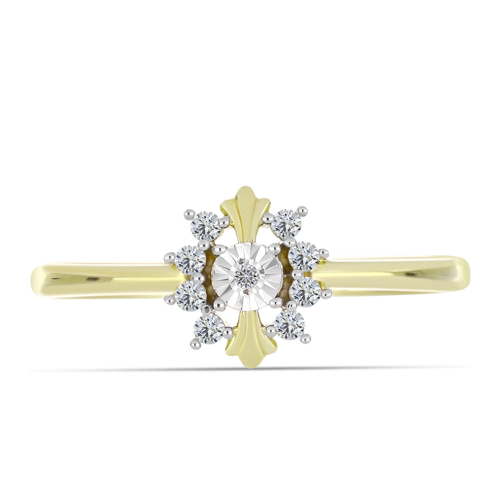 Inel din Argint 925 Placat cu Aur ( 1.86 grame ) cu Diamant Alb și Topaz Alb 0.15 Carate 1 