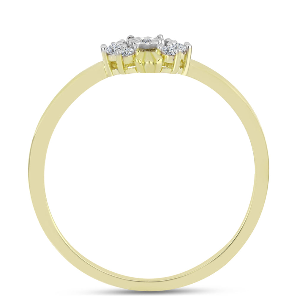 Inel din Argint 925 Placat cu Aur ( 1.86 grame ) cu Diamant Alb și Topaz Alb 0.15 Carate 2 