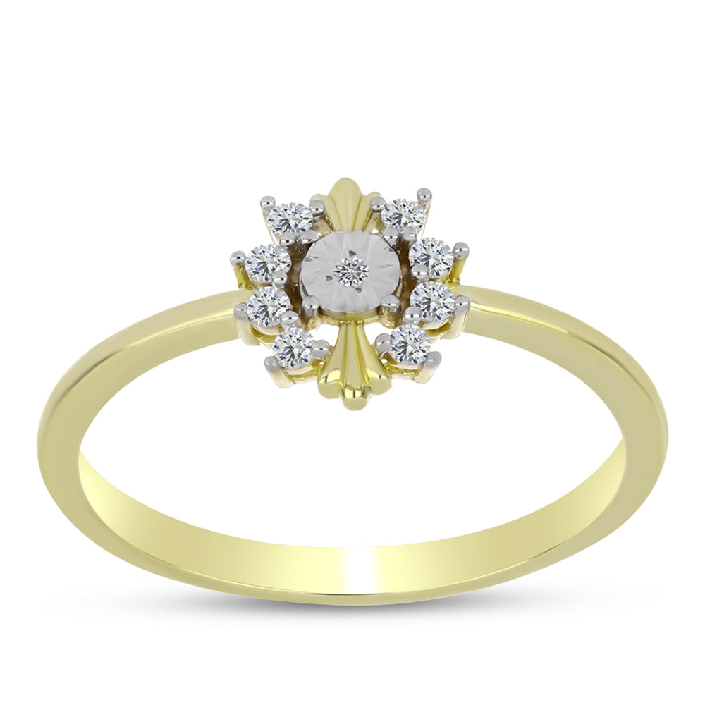 Inel din Argint 925 Placat cu Aur ( 1.86 grame ) cu Diamant Alb și Topaz Alb 0.15 Carate