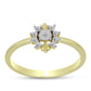 Inel din Argint 925 Placat cu Aur ( 1.86 grame ) cu Diamant Alb și Topaz Alb 0.15 Carate