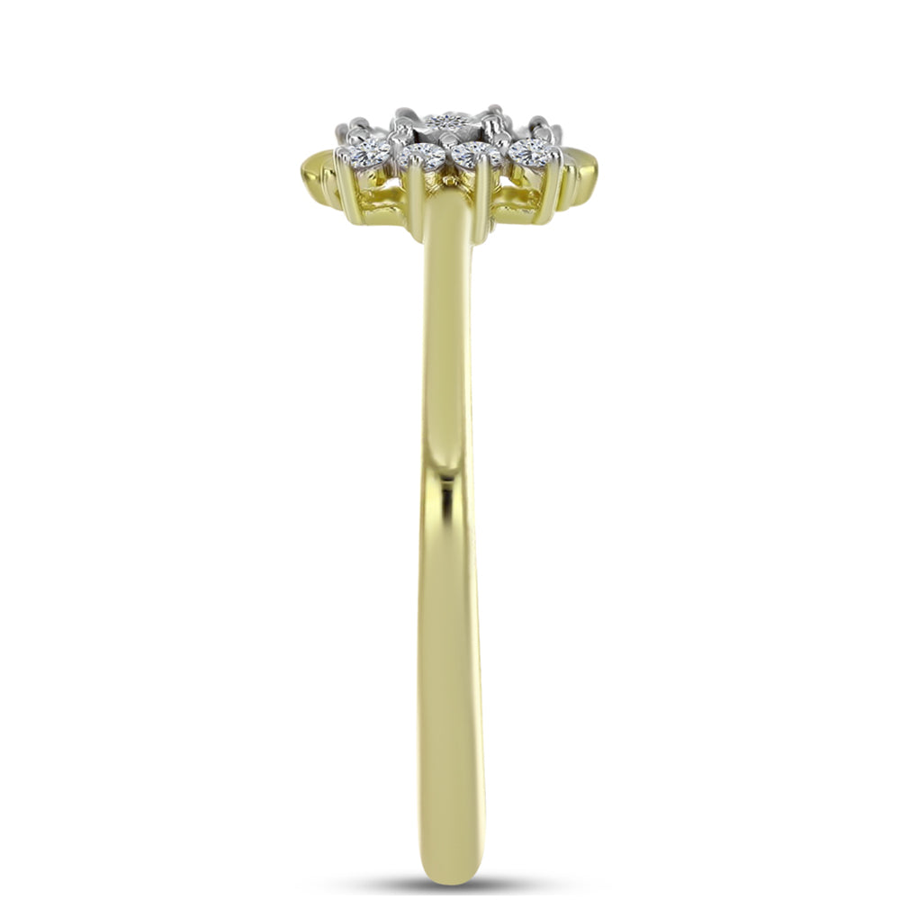 Inel din Argint 925 Placat cu Aur ( 1.86 grame ) cu Diamant Alb și Topaz Alb 0.15 Carate