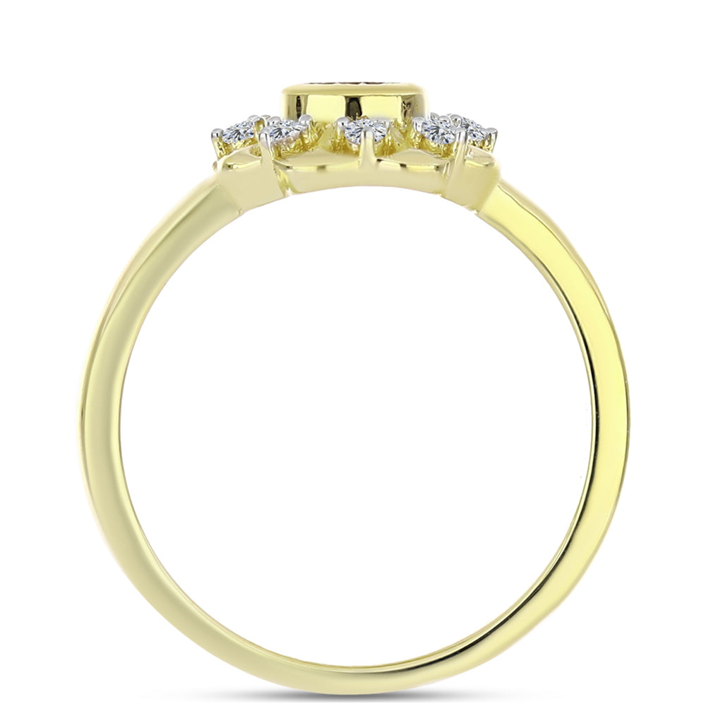 Inel din Argint 925 Placat cu Aur ( 2.8 grame ) cu Diamant Alb și Topaz Alb 0.15 Carate 2 