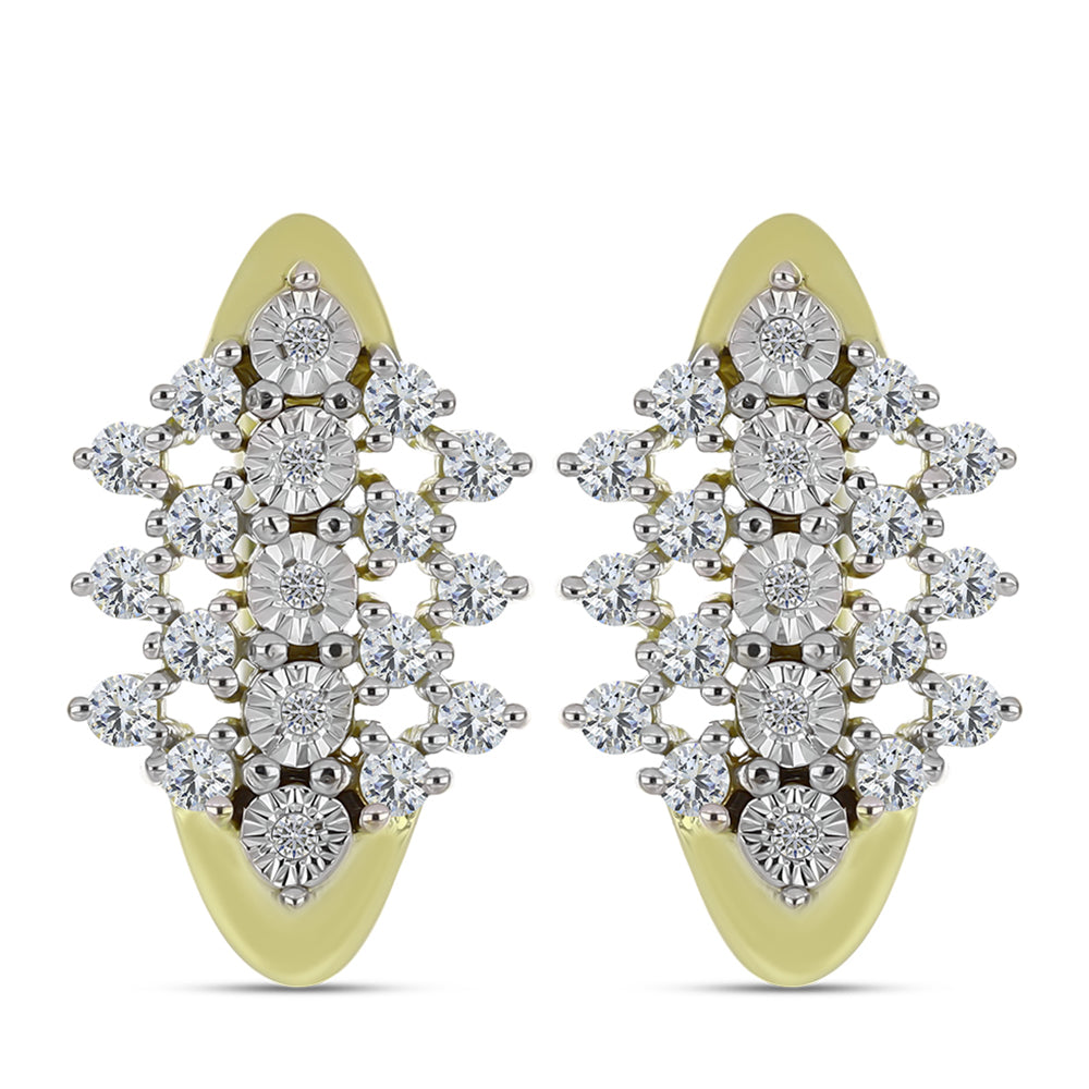 Cercei din Argint 925 Placat cu Aur ( 5.98 grame ) cu Diamant Alb și Topaz Alb 1.1 Carate 1 