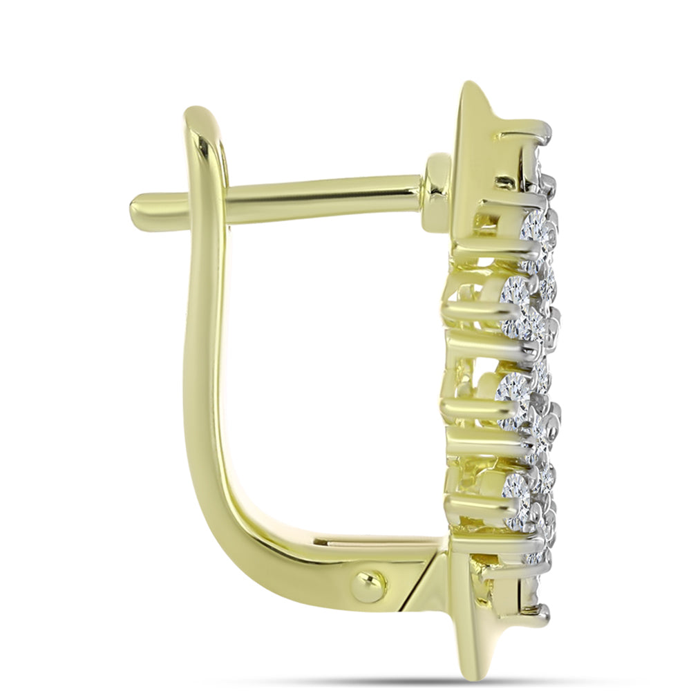 Cercei din Argint 925 Placat cu Aur ( 5.98 grame ) cu Diamant Alb și Topaz Alb 1.1 Carate 2 
