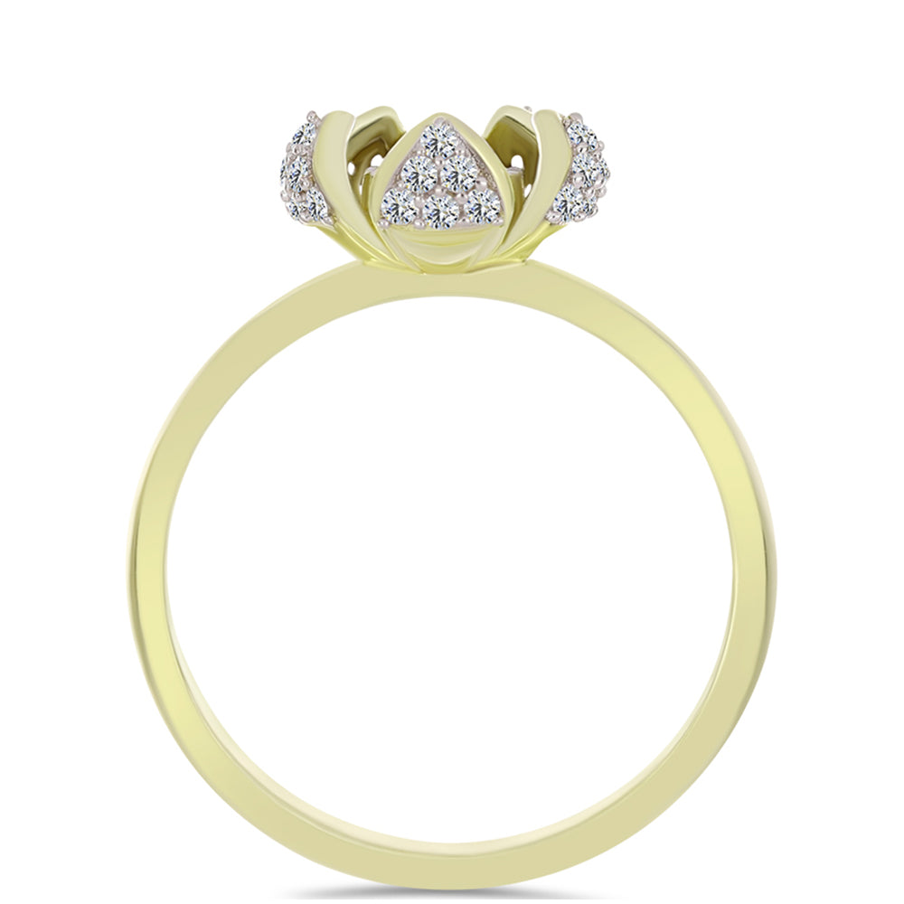 Inel din Argint 925 Placat cu Aur ( 3.28 grame ) cu Diamant Alb și Topaz Alb 0.37 Carate 6 