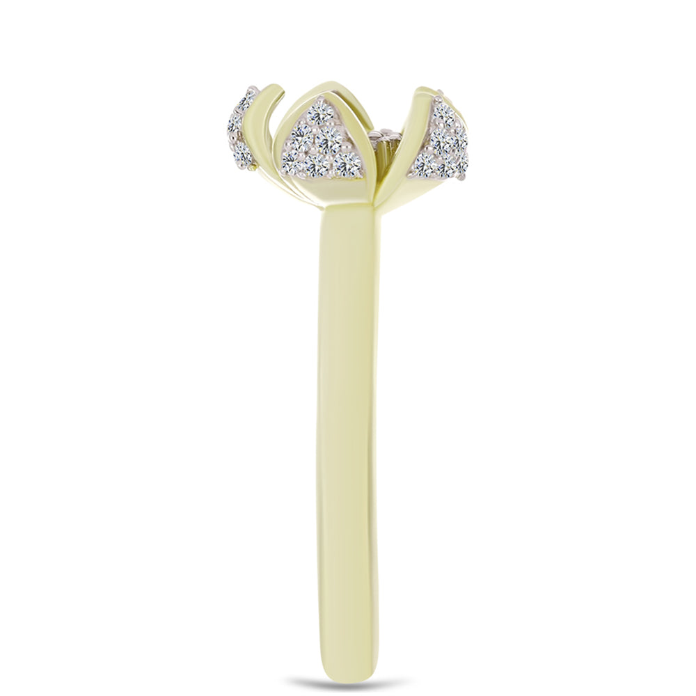Inel din Argint 925 Placat cu Aur ( 3.28 grame ) cu Diamant Alb și Topaz Alb 0.37 Carate 8 