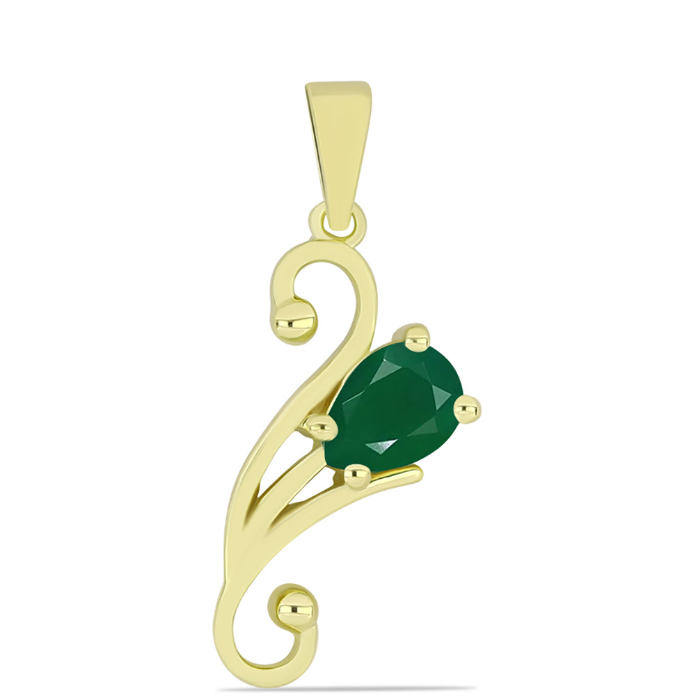 Pandantiv din Argint 925 Placat cu Aur ( 1.67 grame ) cu Agat Verde 0.63 Carate