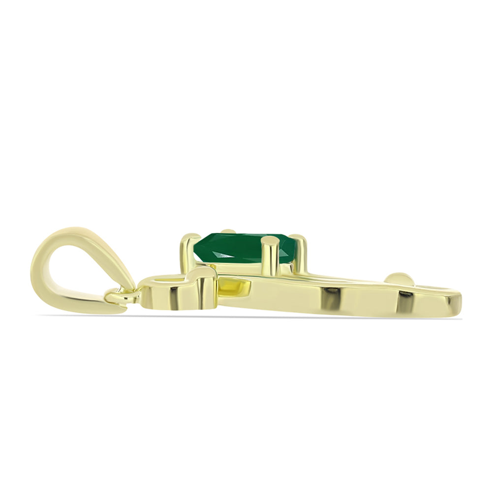 Pandantiv din Argint 925 Placat cu Aur ( 1.67 grame ) cu Agat Verde 0.63 Carate 2 