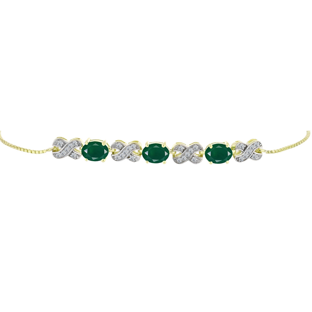 Brățară din Argint 925 Placat cu Aur ( 5.23 grame ) cu Agat Verde și Topaz Alb 2.2 Carate 2 