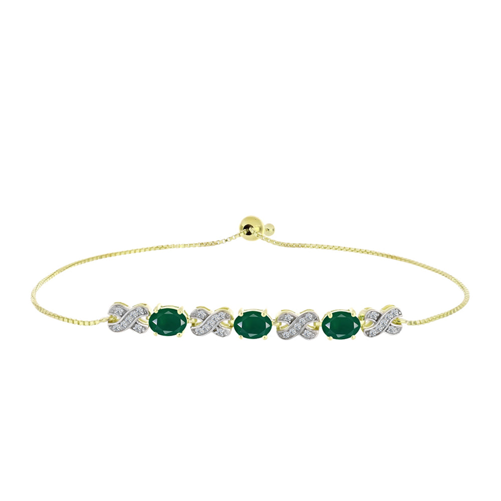 Brățară din Argint 925 Placat cu Aur ( 5.23 grame ) cu Agat Verde și Topaz Alb 2.2 Carate 4 