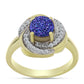 Inel din Argint 925 Placat cu Aur ( 4.64 grame ) cu Drusă Violet și Topaz Alb 1.59 Carate