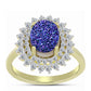 Inel din Argint 925 Placat cu Aur ( 3.57 grame ) cu Drusă Violet și Topaz Alb 3.7 Carate