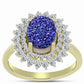 Inel din Argint 925 Placat cu Aur ( 3.57 grame ) cu Drusă Violet și Topaz Alb 3.7 Carate