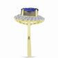 Inel din Argint 925 Placat cu Aur ( 3.57 grame ) cu Drusă Violet și Topaz Alb 3.7 Carate
