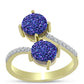 Inel din Argint 925 Placat cu Aur ( 3.66 grame ) cu Drusă Violet și Topaz Alb 3.95 Carate