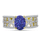 Inel din Argint 925 Placat cu Aur ( 4.49 grame ) cu Drusă Violet și Topaz Alb 2.3 Carate