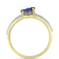 Inel din Argint 925 Placat cu Aur ( 4.49 grame ) cu Drusă Violet și Topaz Alb 2.3 Carate