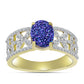 Inel din Argint 925 Placat cu Aur ( 4.49 grame ) cu Drusă Violet și Topaz Alb 2.3 Carate
