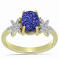 Inel din Argint 925 Placat cu Aur ( 3.15 grame ) cu Drusă Violet și Topaz Alb 1.99 Carate