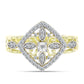 Inel din Argint 925 Placat cu Aur ( 4.4 grame ) cu Diamant Alb și Topaz Alb 0.39 Carate