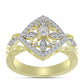 Inel din Argint 925 Placat cu Aur ( 4.4 grame ) cu Diamant Alb și Topaz Alb 0.39 Carate
