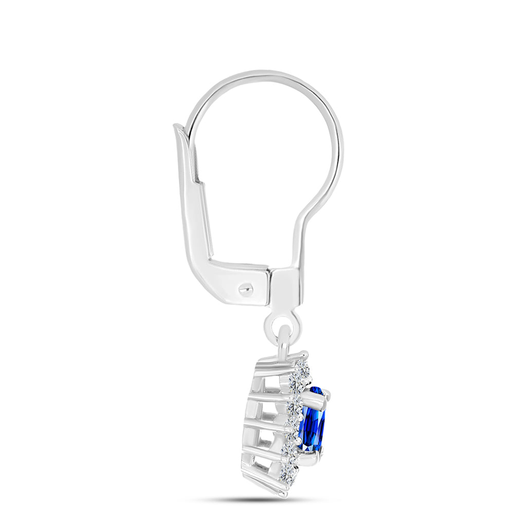 Set din Argint 925 ( 4.52 grame ) cu Safir Albastru Australian și Topaz Alb 2.23 Carate ( Cercei+Inel+Pandantiv )