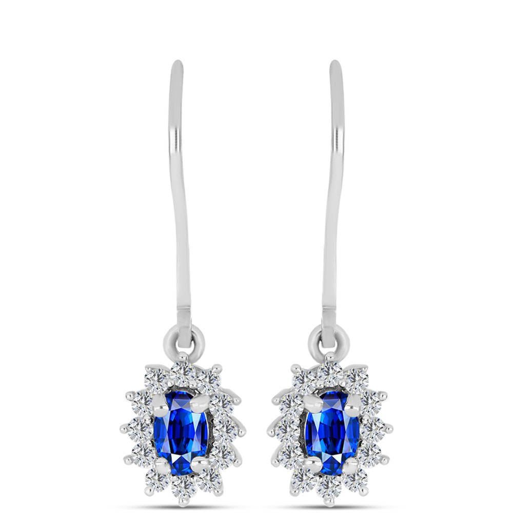Set din Argint 925 ( 4.52 grame ) cu Safir Albastru Australian și Topaz Alb 2.23 Carate ( Cercei+Inel+Pandantiv )