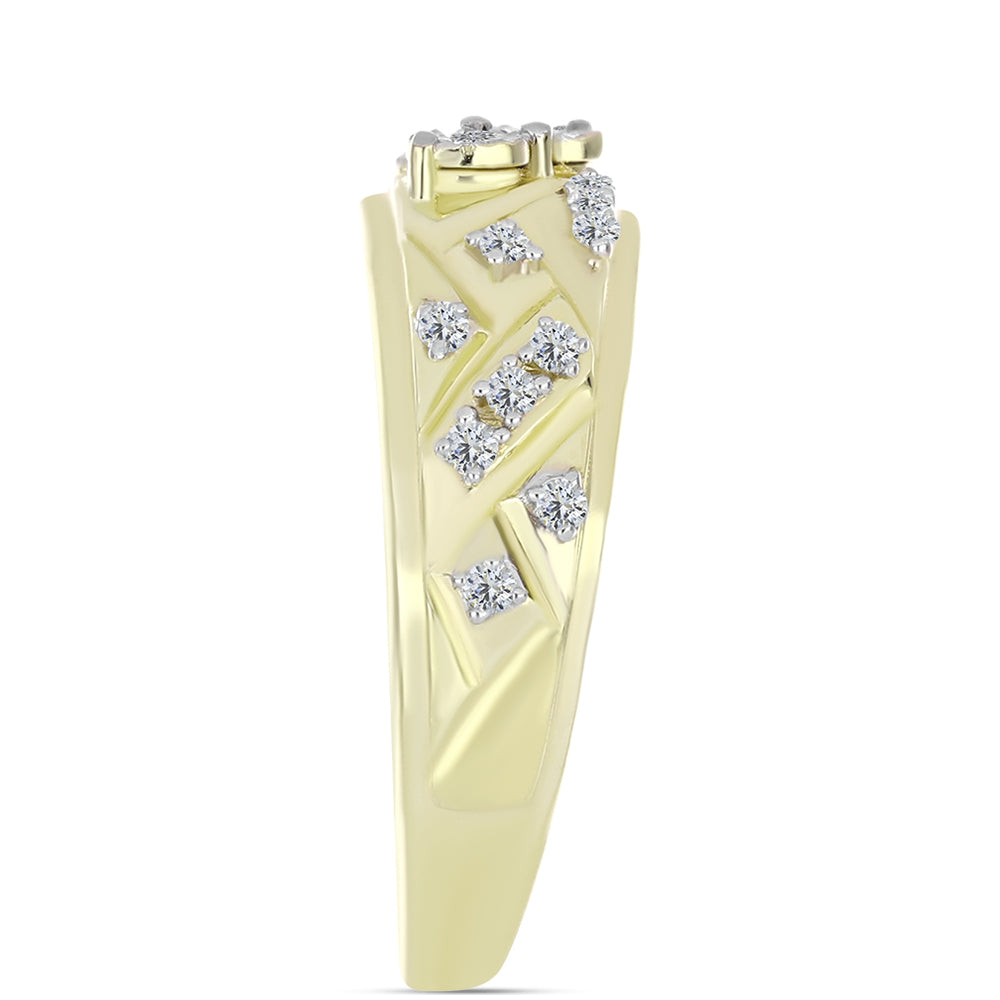 Inel din Argint 925 Placat cu Aur ( 4.26 grame ) cu Diamant Alb și Topaz Alb 0.19 Carate 4 