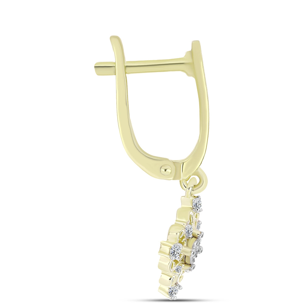 Cercei din Argint 925 Placat cu Aur ( 3.93 grame ) cu Diamant Alb și Topaz Alb 0.21 Carate