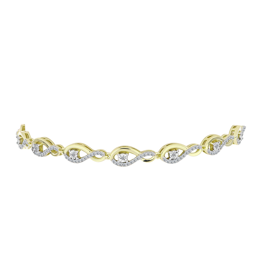 Brățară din Argint 925 Placat cu Aur ( 7.2 grame ) cu Diamant Alb și Topaz Alb 0.73 Carate 5 