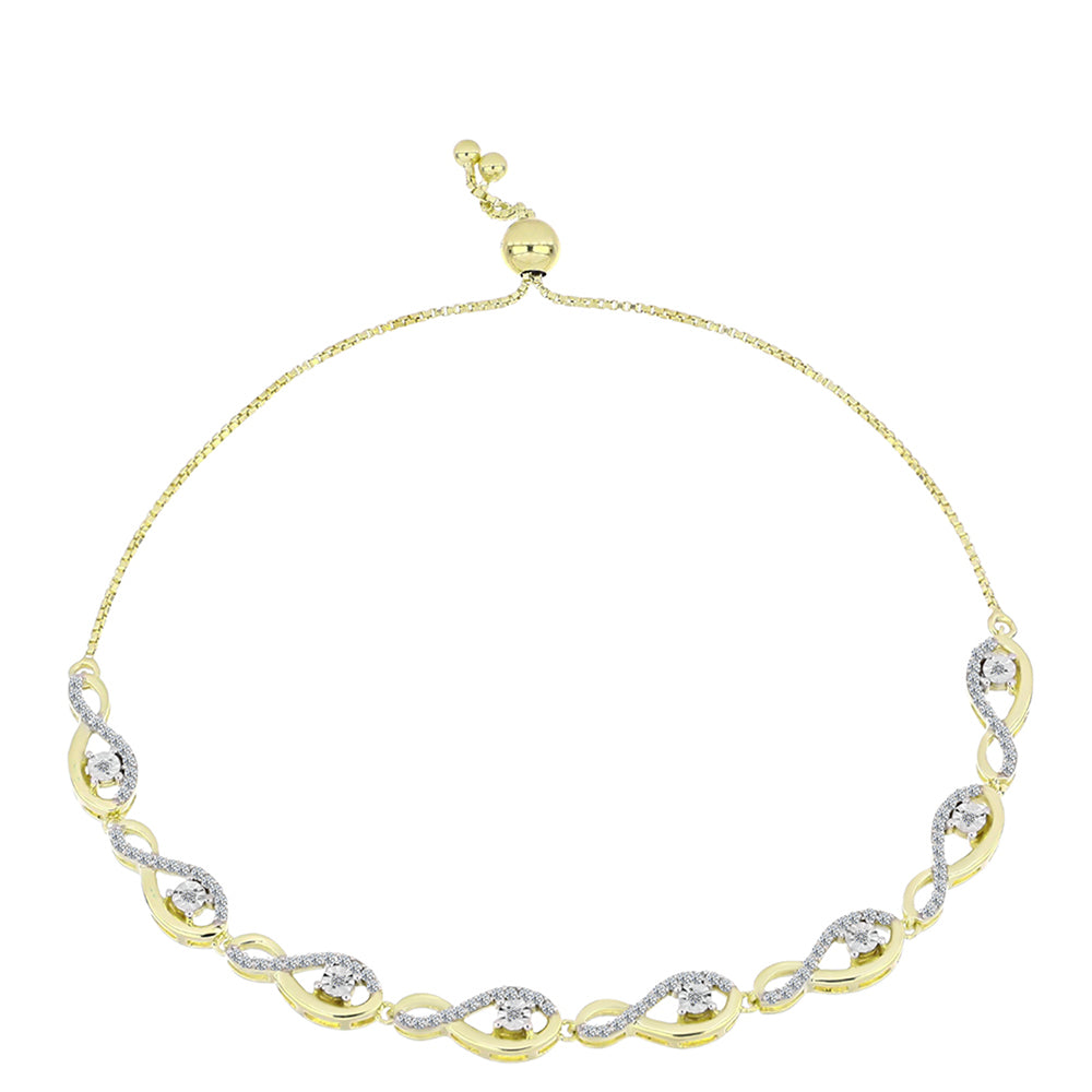 Brățară din Argint 925 Placat cu Aur ( 7.2 grame ) cu Diamant Alb și Topaz Alb 0.73 Carate
