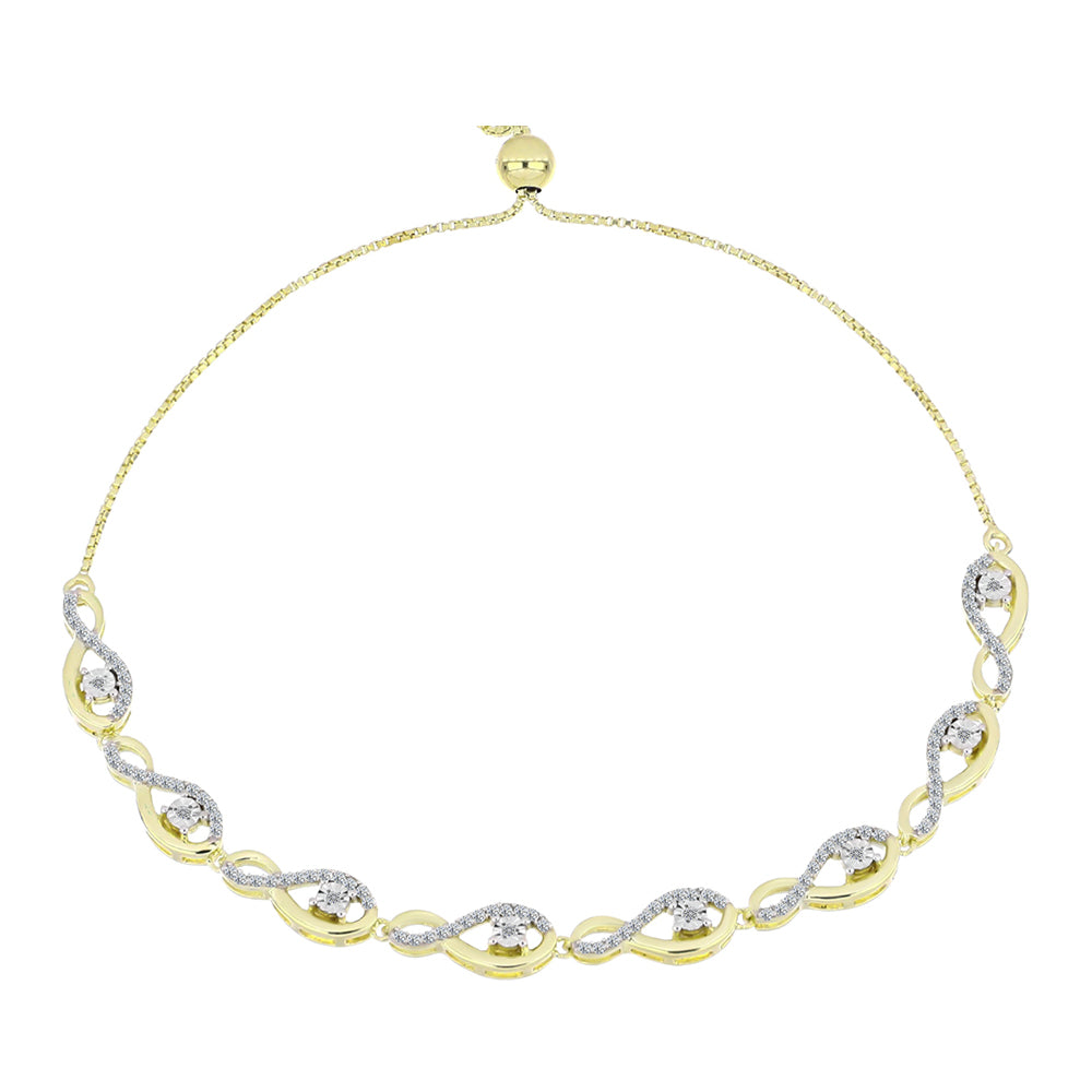 Brățară din Argint 925 Placat cu Aur ( 7.2 grame ) cu Diamant Alb și Topaz Alb 0.73 Carate