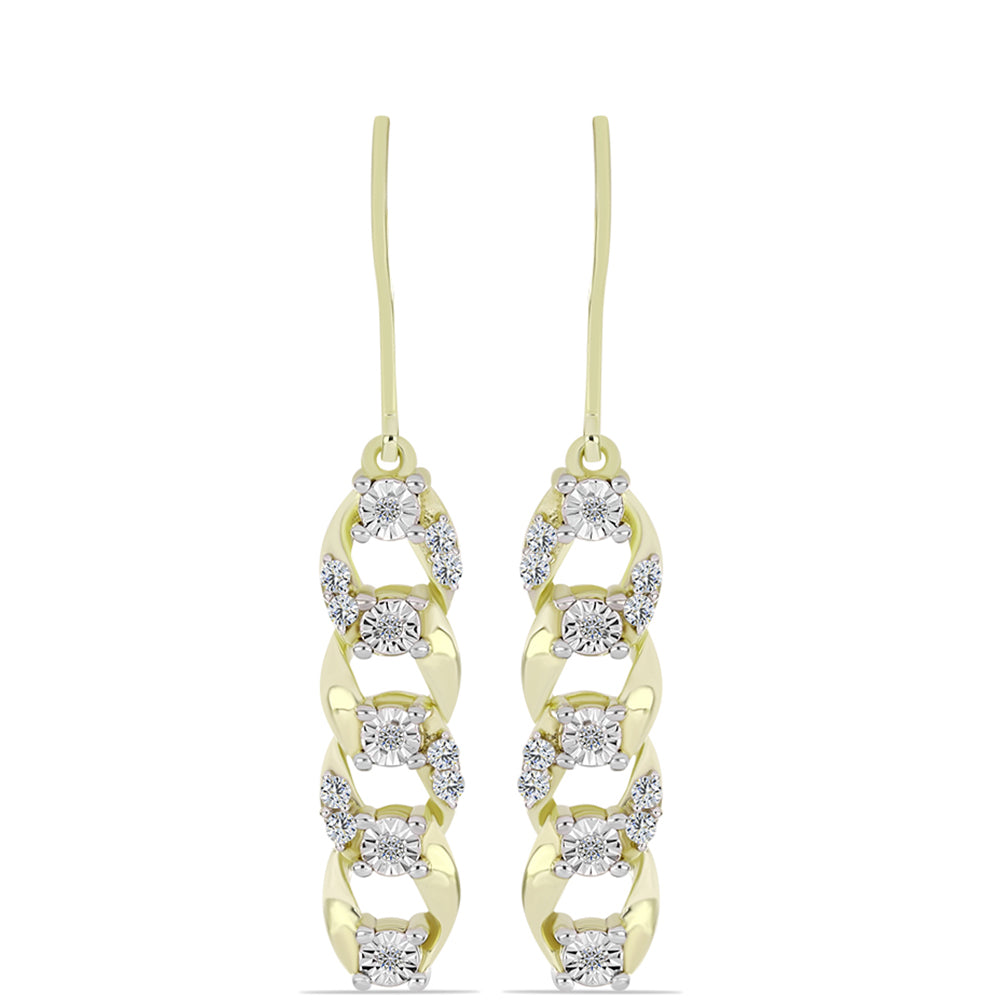 Cercei din Argint 925 Placat cu Aur ( 4.41 grame ) cu Diamant Alb și Topaz Alb 0.36 Carate 1 