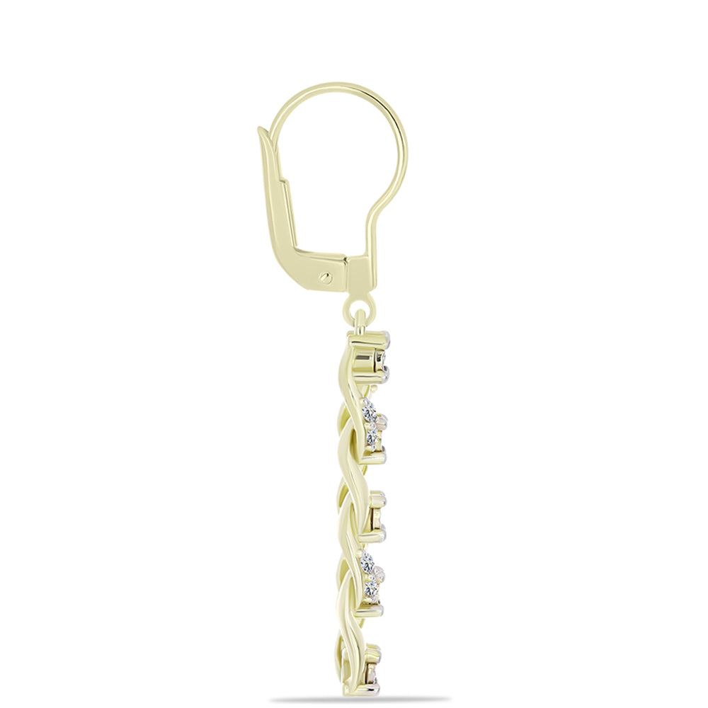 Cercei din Argint 925 Placat cu Aur ( 4.41 grame ) cu Diamant Alb și Topaz Alb 0.36 Carate 6 