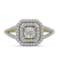 Inel din Argint 925 Placat cu Aur ( 2.83 grame ) cu Diamant Alb și Topaz Alb 0.47 Carate