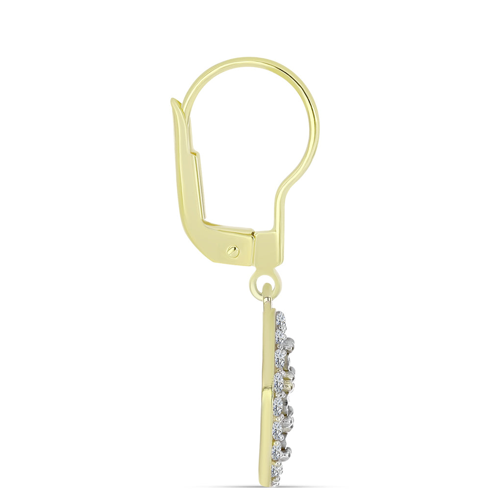 Cercei din Argint 925 Placat cu Aur ( 2.77 grame ) cu Diamant Alb și Topaz Alb 0.74 Carate 4 