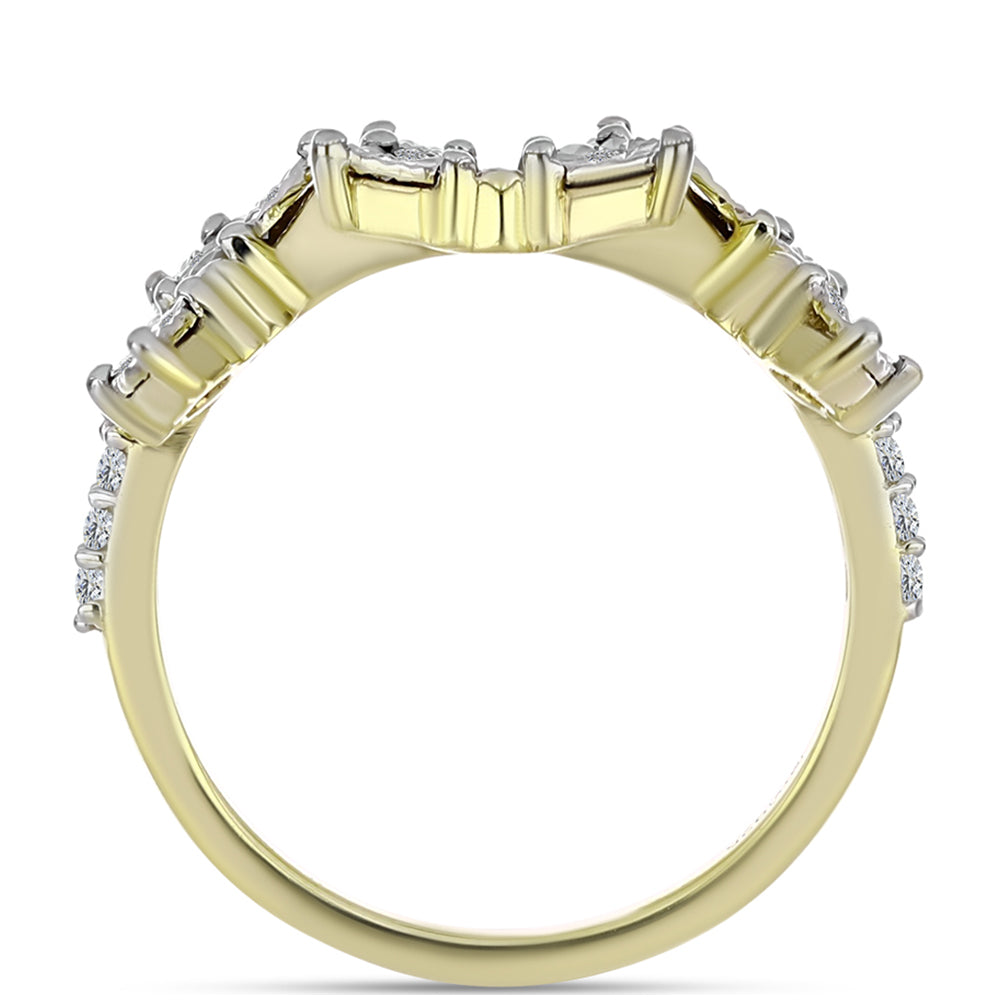 Inel din Argint 925 Placat cu Aur ( 3.36 grame ) cu Diamant Alb și Topaz Alb 0.21 Carate 6 