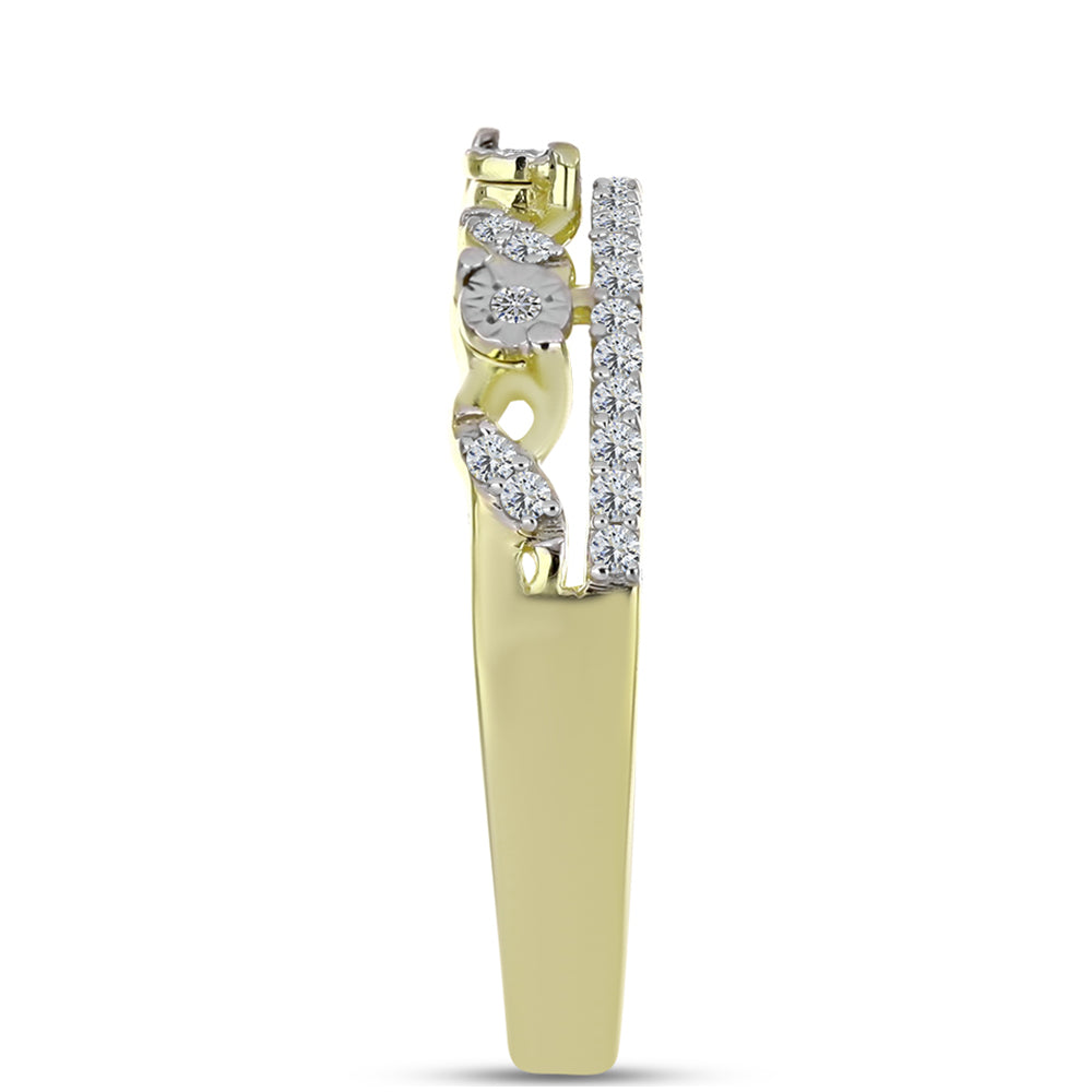 Inel din Argint 925 Placat cu Aur ( 2.84 grame ) cu Diamant Alb și Topaz Alb 0.3 Carate 4 