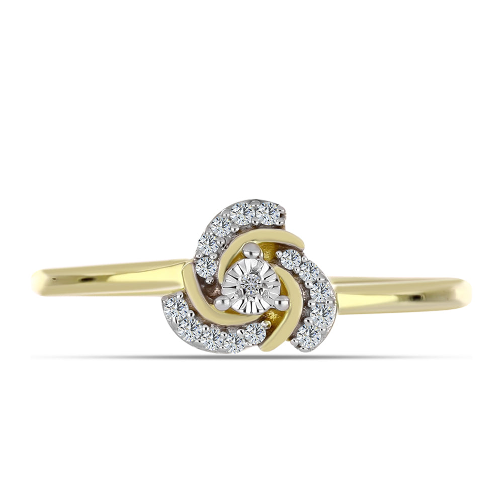 Inel din Argint 925 Placat cu Aur ( 2.26 grame ) cu Diamant Alb și Topaz Alb 0.11 Carate 1 