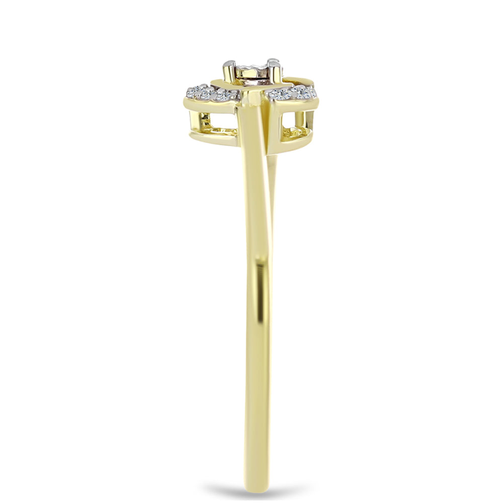 Inel din Argint 925 Placat cu Aur ( 2.26 grame ) cu Diamant Alb și Topaz Alb 0.11 Carate