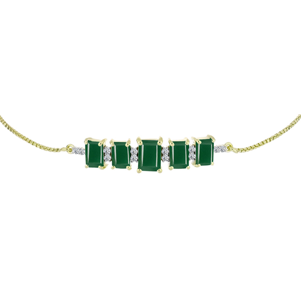 Brățară din Argint 925 Placat cu Aur ( 4.09 grame ) cu Agat Verde 3.22 Carate