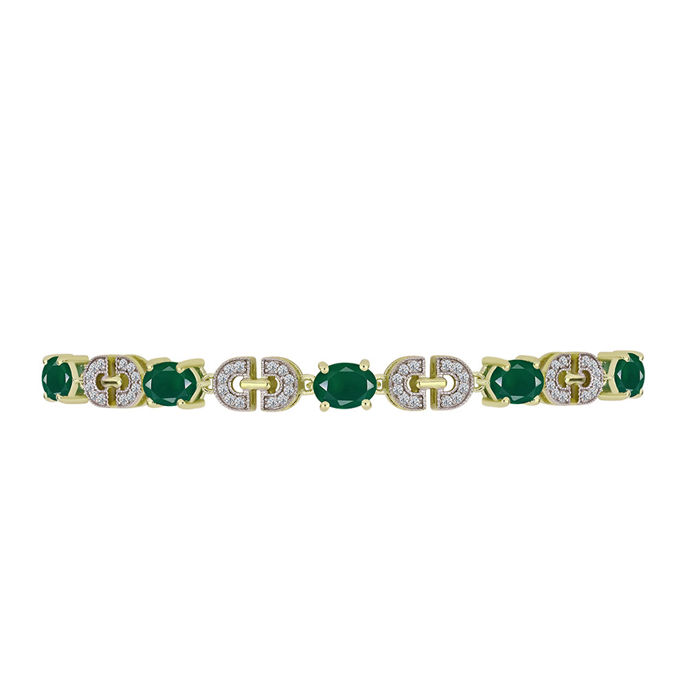 Brățară din Argint 925 Placat cu Aur ( 5.89 grame ) cu Agat Verde și Topaz Alb 3.83 Carate