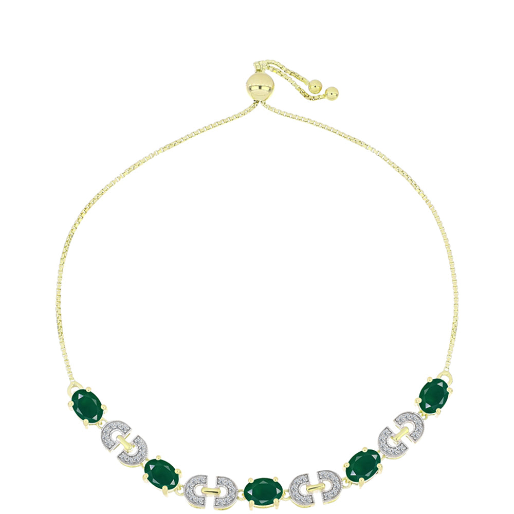 Brățară din Argint 925 Placat cu Aur ( 5.89 grame ) cu Agat Verde și Topaz Alb 3.83 Carate 4 