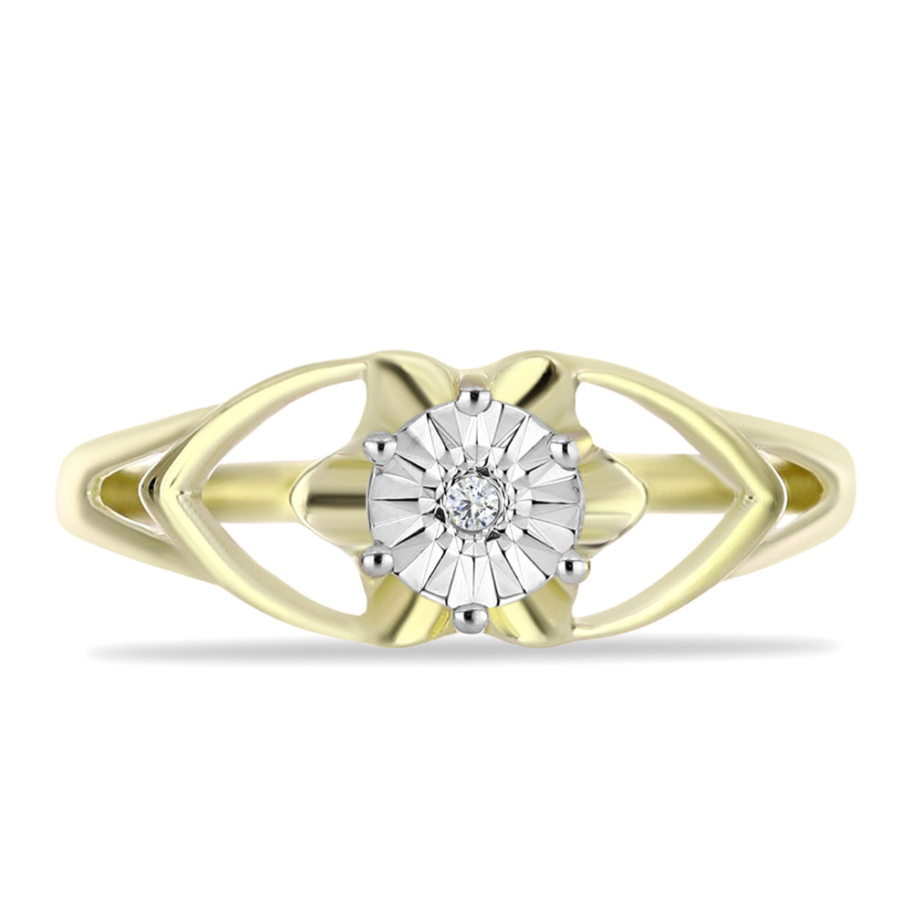Inel din Argint 925 Placat cu Aur ( 1.84 grame ) cu Diamant Alb 0.01 Carate 5 