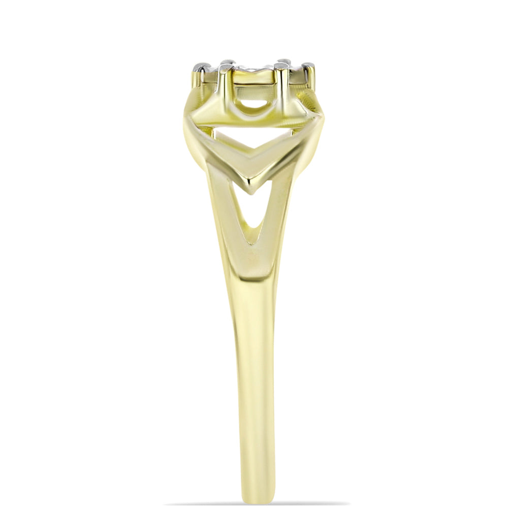 Inel din Argint 925 Placat cu Aur ( 1.84 grame ) cu Diamant Alb 0.01 Carate 4 