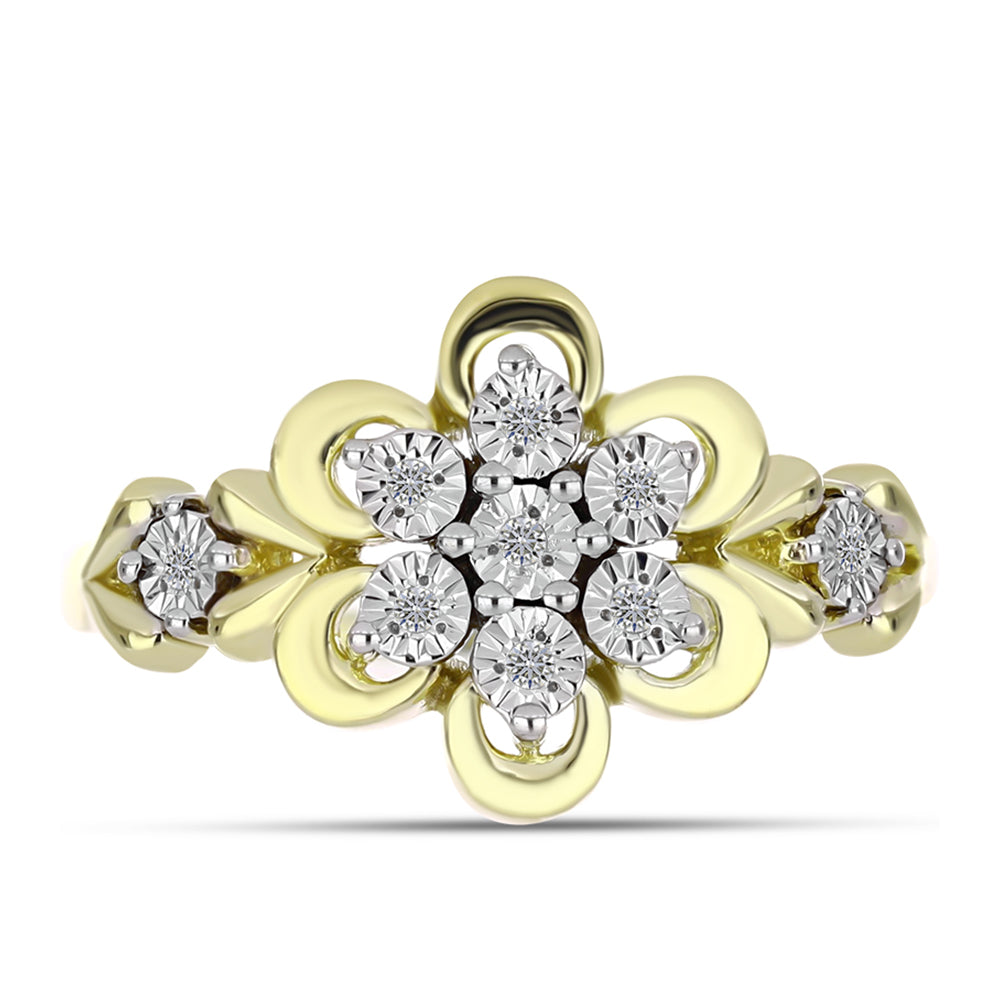 Inel din Argint 925 Placat cu Aur ( 3.26 grame ) cu Diamant Alb 0.06 Carate 5 