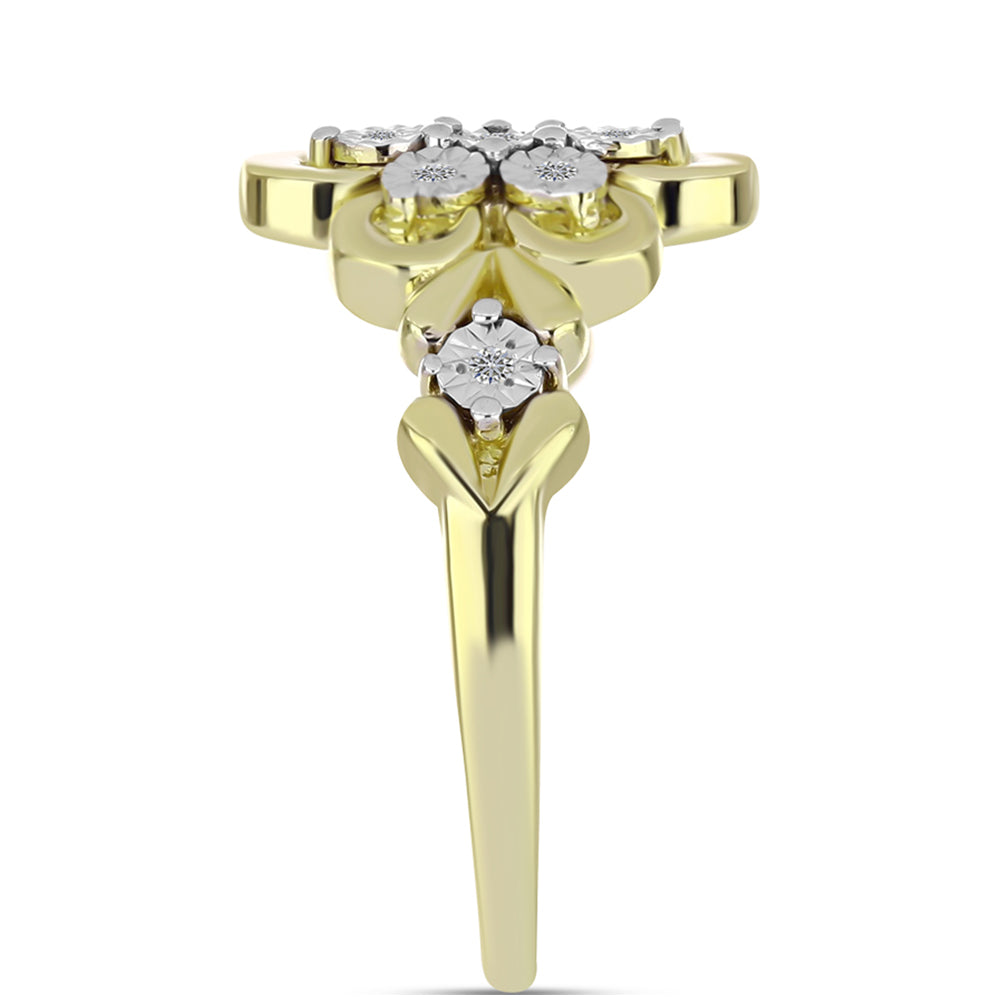 Inel din Argint 925 Placat cu Aur ( 3.26 grame ) cu Diamant Alb 0.06 Carate