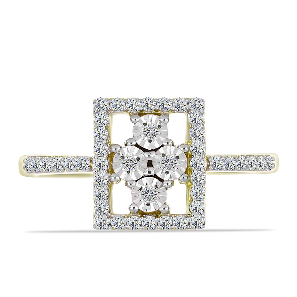 Inel din Argint 925 Placat cu Aur ( 2.74 grame ) cu Diamant Alb și Topaz Alb 0.39 Carate 1 