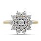 Inel din Argint 925 Placat cu Aur ( 3.5 grame ) cu Diamant Alb și Topaz Alb 0.26 Carate
